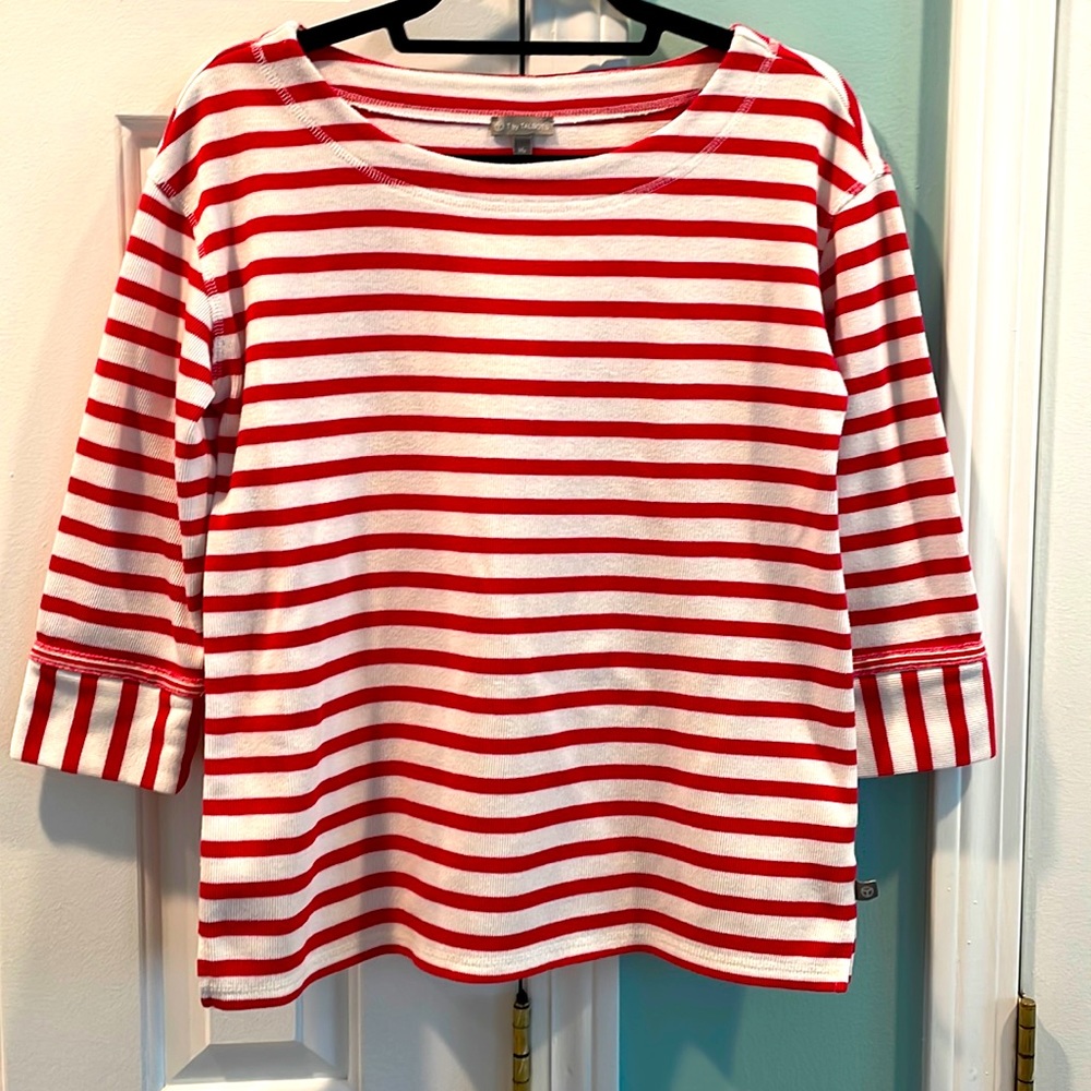 Great stripe top w3/4 sleeves. Talbots MP. EUC.NSNP home. Look at the details!